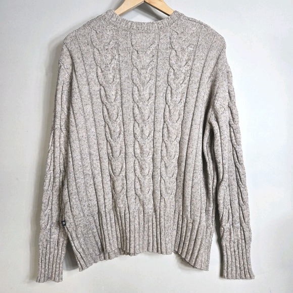 Banana Republic Fitted Cable Knit Sweater Womens Sz XL Tan Neutral Preppy Dressy - Picture 3 of 10